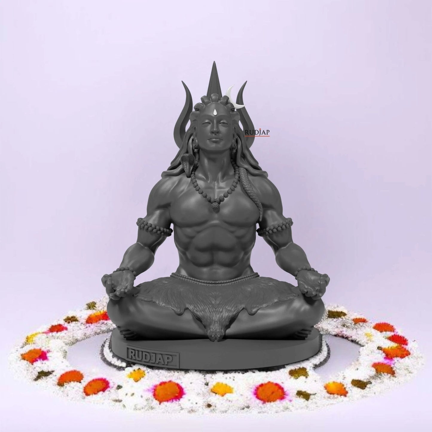 Premium 3 Inch Mahadev Murti Shiva Adiyogi statue with Trishul & Damru – Mahayogi Idol for Car Dashboard & Pooja Room RUDJAP