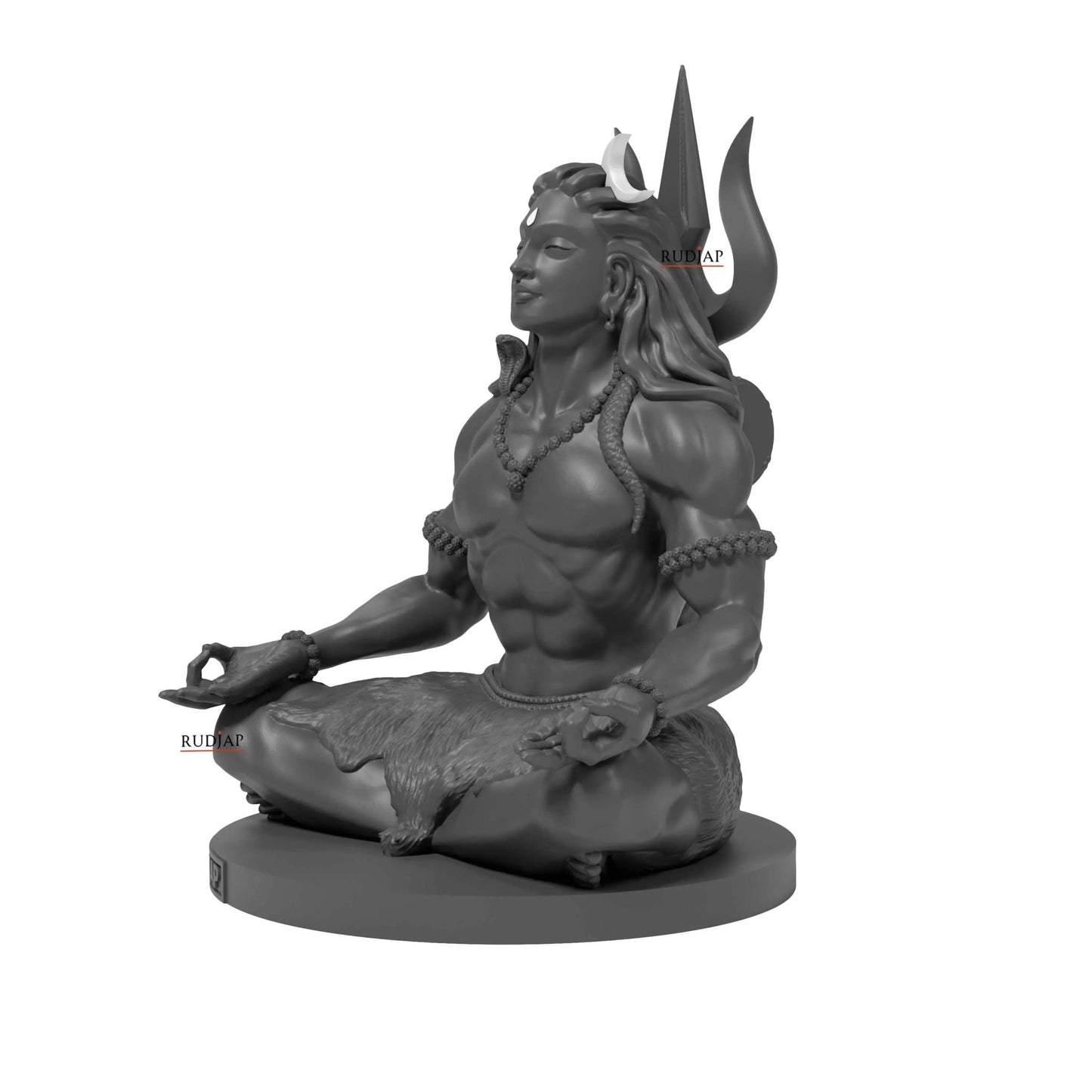 Premium 3 Inch Mahadev Murti Shiva Adiyogi statue with Trishul & Damru – Mahayogi Idol for Car Dashboard & Pooja Room RUDJAP