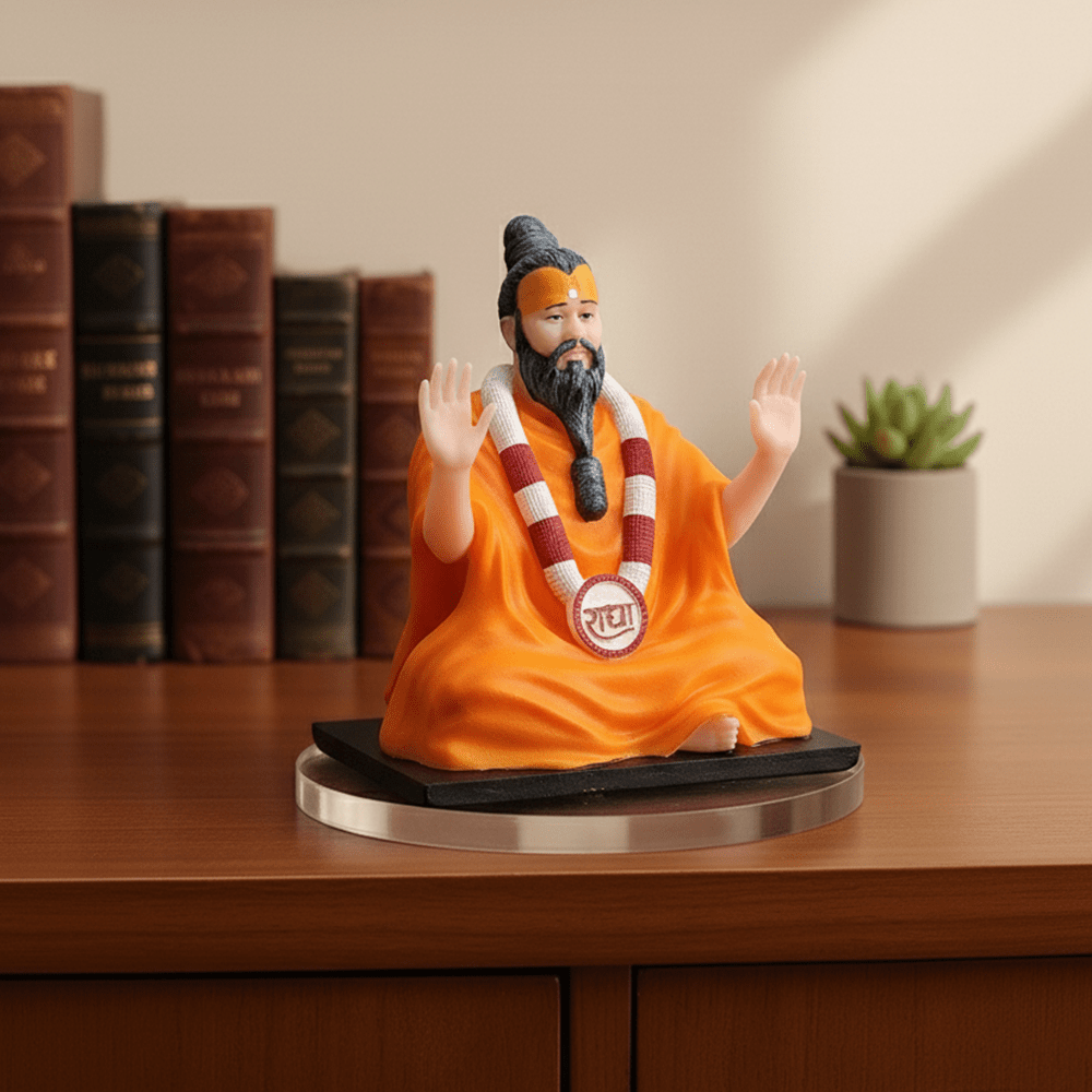 Premium 4 Inch Premanand Ji Maharaj Murti for Car Dashboard & Pooja Home
