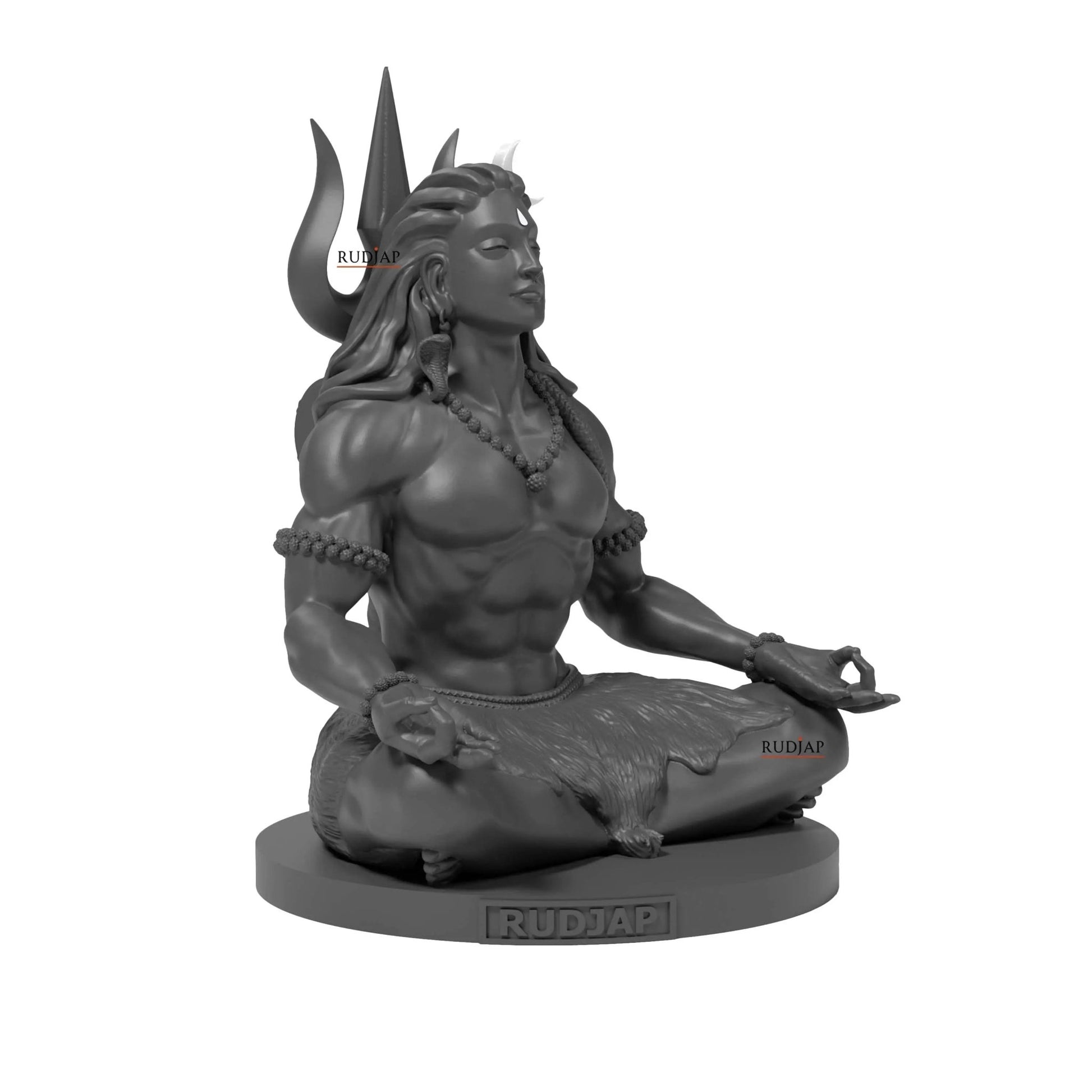 Premium 3 Inch Mahadev Murti Shiva Adiyogi statue with Trishul & Damru – Mahayogi Idol for Car Dashboard & Pooja Room RUDJAP