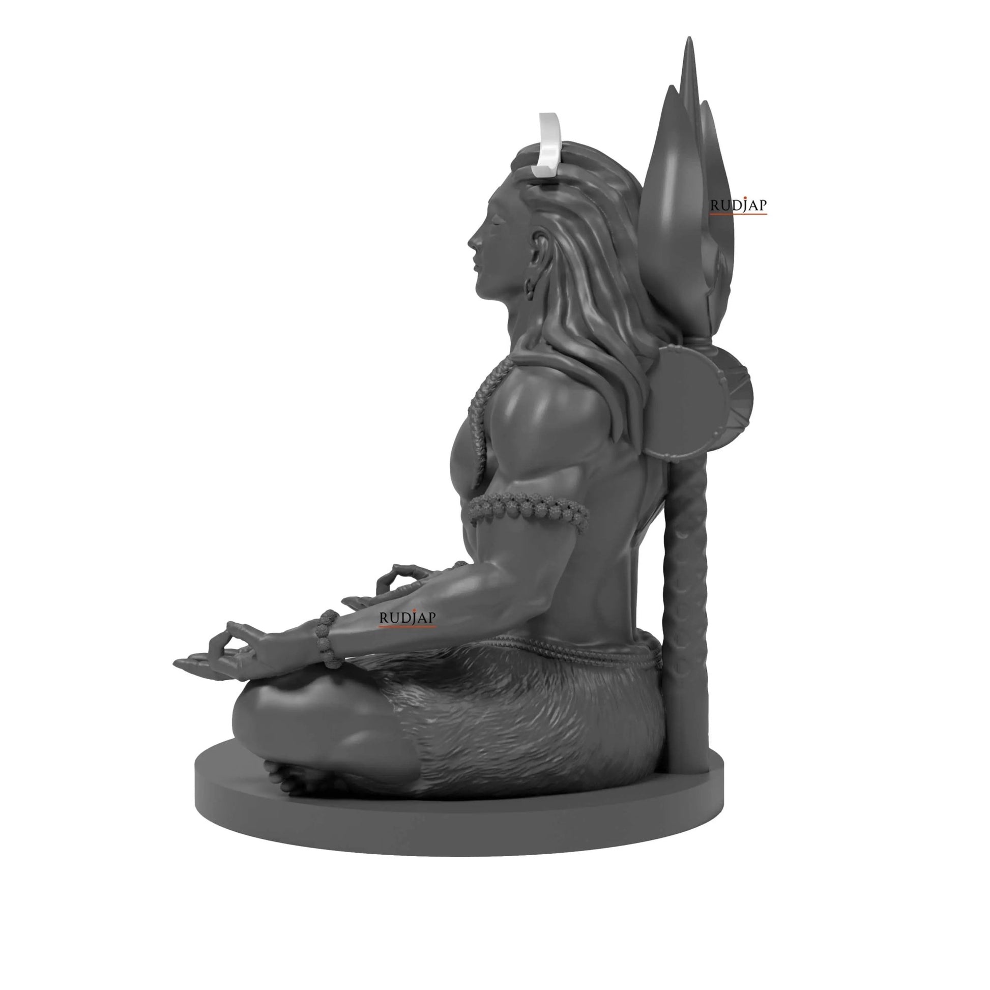 Premium 3 Inch Mahadev Murti Shiva Adiyogi statue with Trishul & Damru – Mahayogi Idol for Car Dashboard & Pooja Room RUDJAP