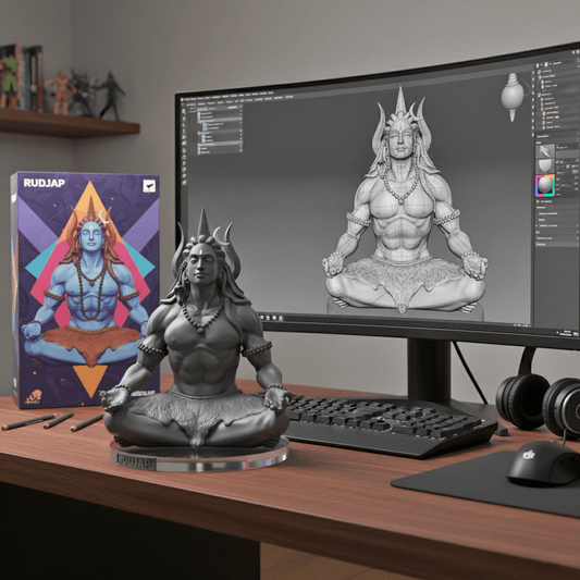 Premium 3 Inch Mahadev Murti Shiva Adiyogi statue with Trishul & Damru – Mahayogi Idol for Car Dashboard & Pooja Room