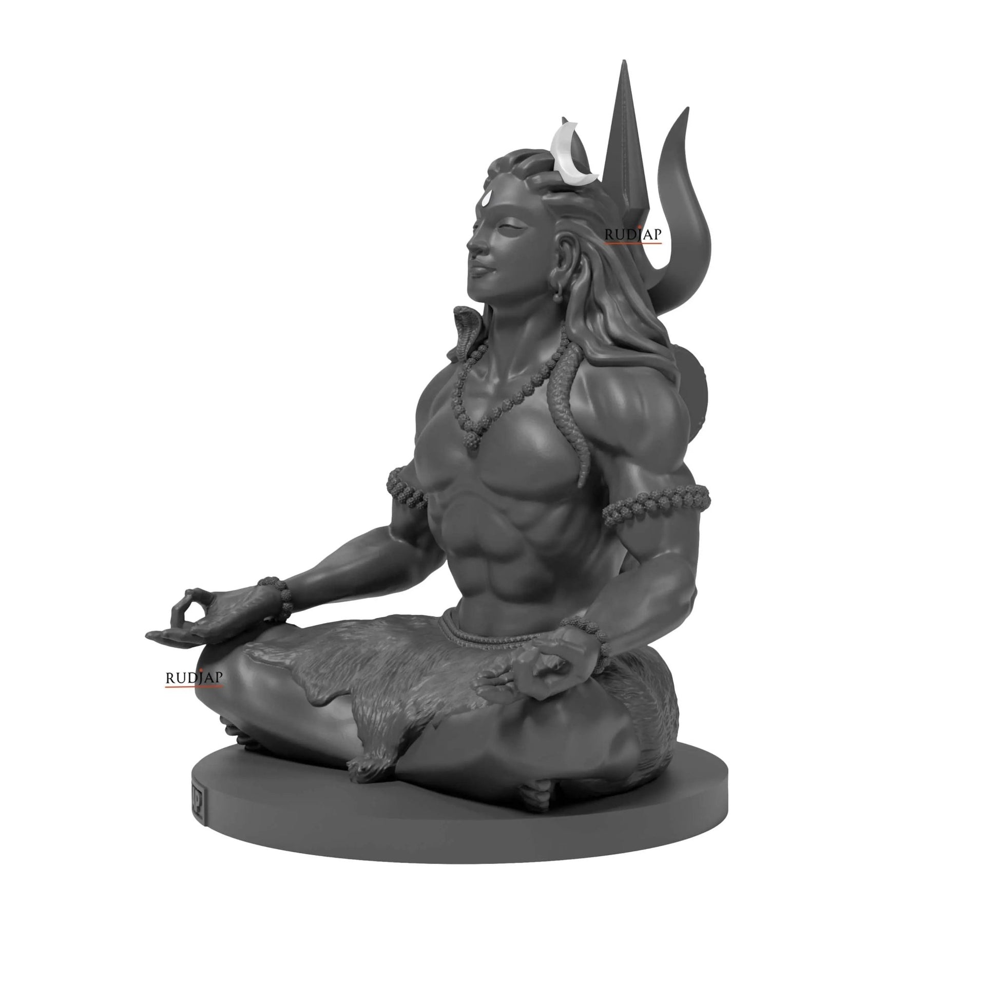Premium 3 Inch Mahadev Murti Shiva Adiyogi statue with Trishul & Damru – Mahayogi Idol for Car Dashboard & Pooja Room RUDJAP