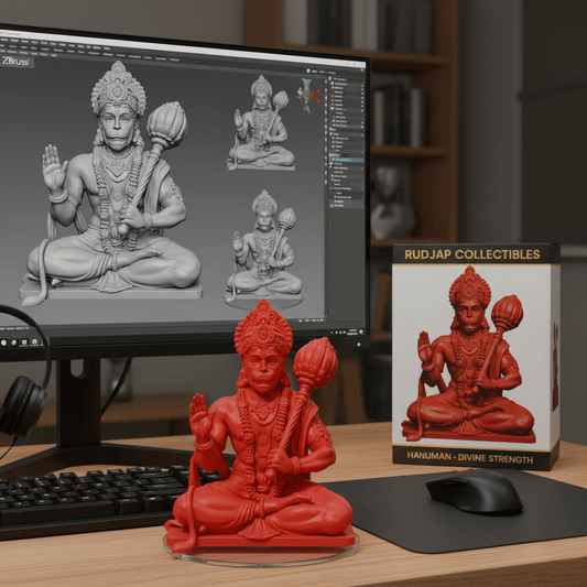 Rudjap Hanuman Ji Idol – 3 Inch Red & Brown Bajrangbali Murti for Car, Home Temple & Puja Roo