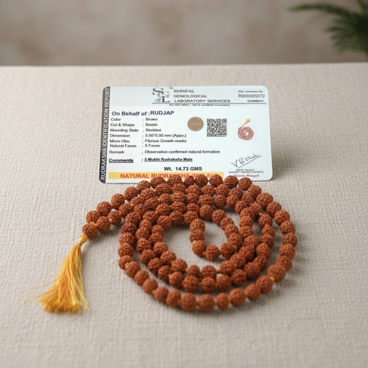 Nepali 5 Mukhi Rudraksha Mala 5mm