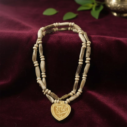 Rudjap Original Tulsi Mala with Radha Name Heart Shape Pendant Natural Wood Kanthi Mala for Men & Women