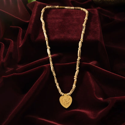 Rudjap Original Tulsi Mala with Radha Name Heart Shape Pendant Natural Wood Kanthi Mala for Men & Women