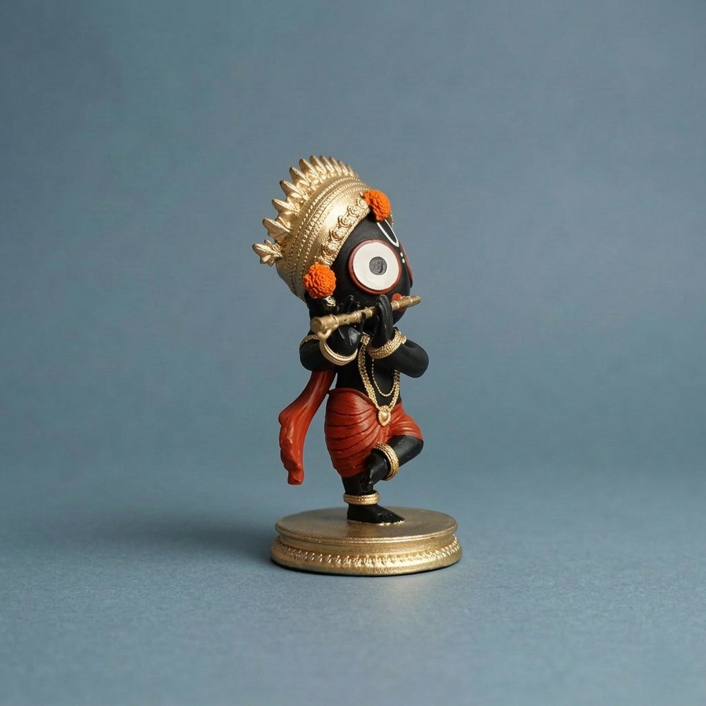 Bal Jagannath Idol with Bansuri – 3 Inch Mini Murti - Image 2