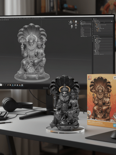 Narsingh Bhagwan with Goddess Lakshmi Statue