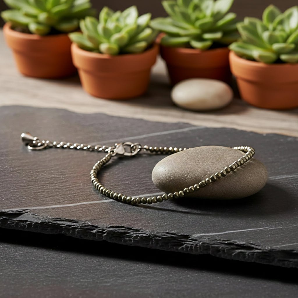 Raw Pyrite Anklet Natural Money Stone - Image 4