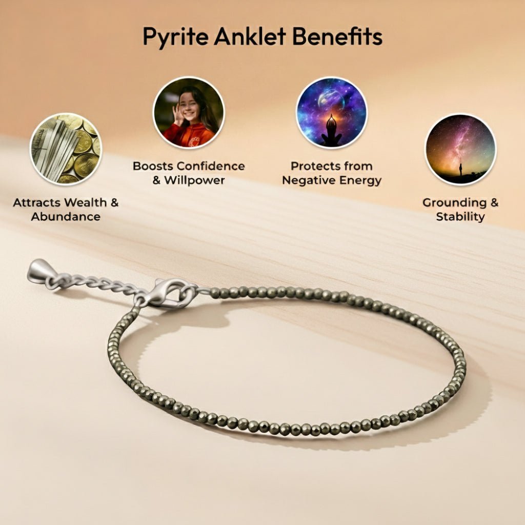 Raw Pyrite Anklet Natural Money Stone - Image 2